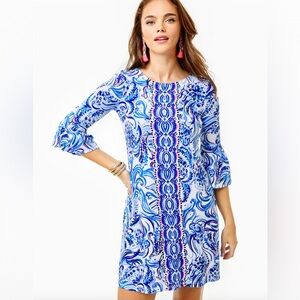 Lilly Pulitzer SZ MD OPHELIA DRESS Resort White Dont Be Jelly Blue